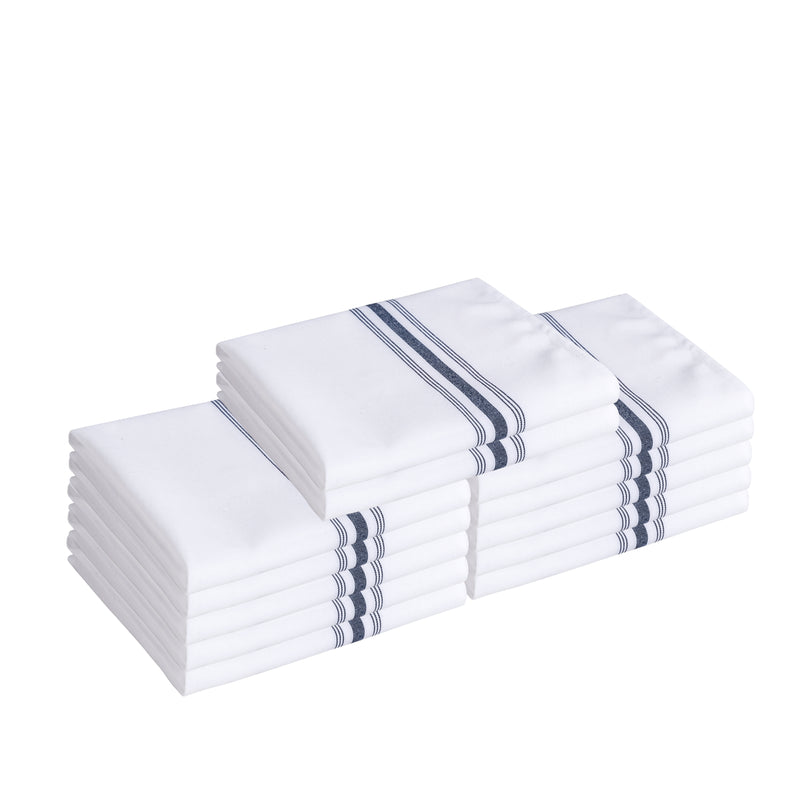 12-Piece Linen Cloth Napkins, Navy Blue (18" x 22")