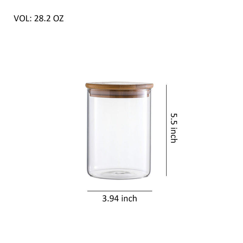Glass Food Storage Containers Set of 3 – Clear Glass Kitchen Canisters with Lids for Flour, Sugar, Coffee & Tea