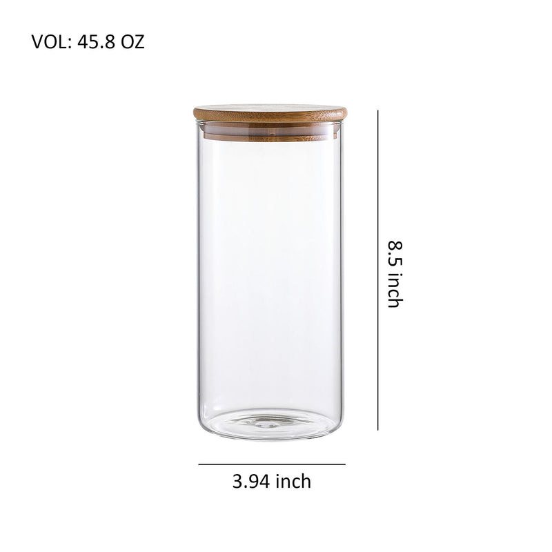 Glass Food Storage Containers Set of 3 – Clear Glass Kitchen Canisters with Lids for Flour, Sugar, Coffee & Tea