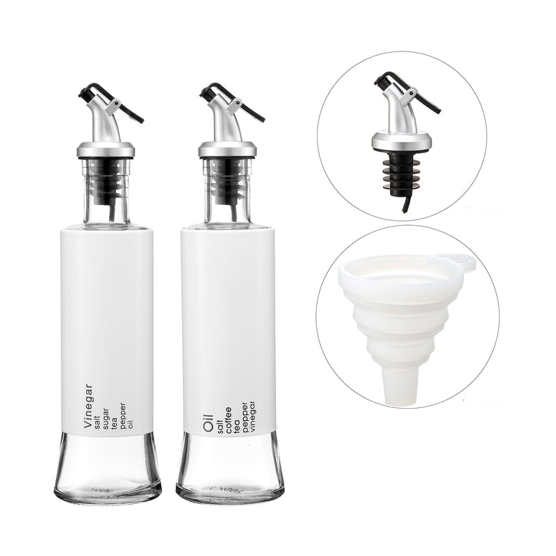 2-Piece Oil & Vinegar Dispenser Set – Glass Bottles with Stainless Steel Pour Spouts