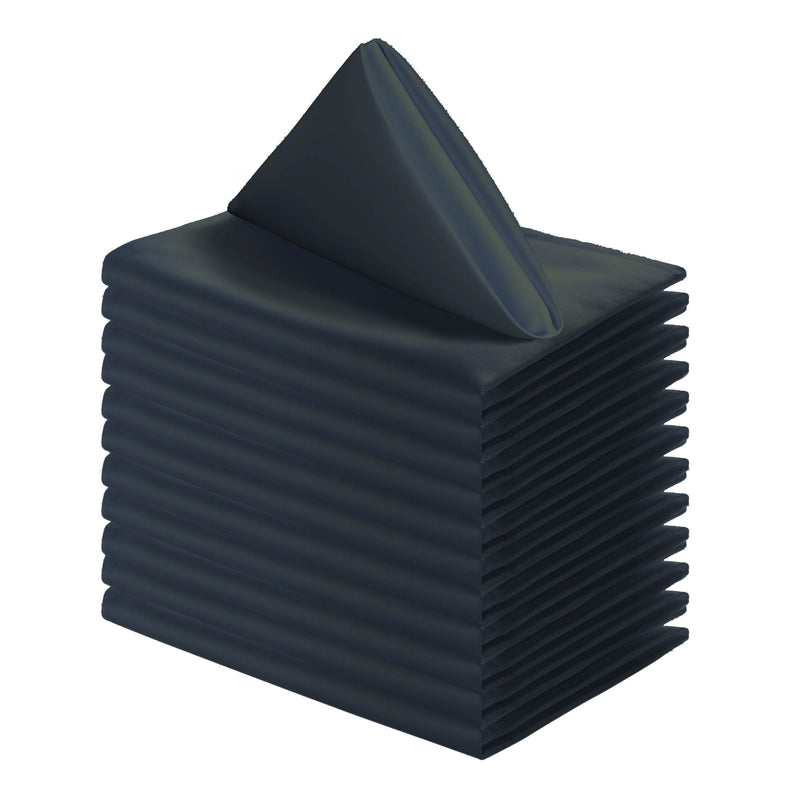 Black Polyester Dinner Napkins, 20 x 20 Inch, Reusable Cloth Napkins (12-Pack)